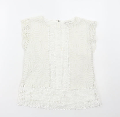 Womens UK Size 10 Apricot White Basic Tank