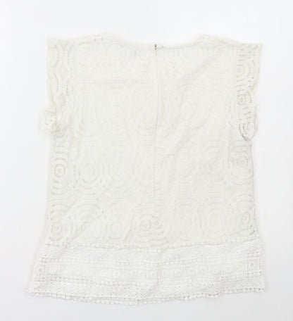 Womens UK Size 10 Apricot White Basic Tank