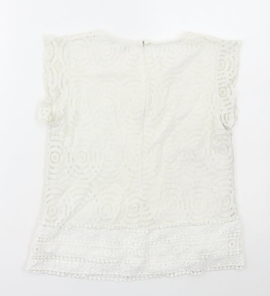 Womens UK Size 10 Apricot White Basic Tank