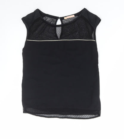 Bershka Womens Black Cotton Basic Tank Size S Boat Neck