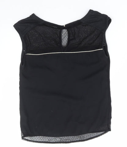 Bershka Womens Black Cotton Basic Tank Size S Boat Neck