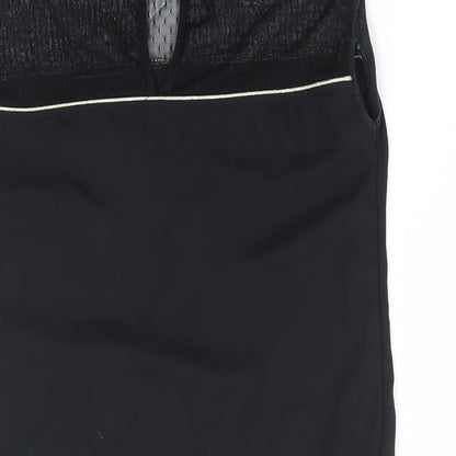 Bershka Womens Black Cotton Basic Tank Size S Boat Neck