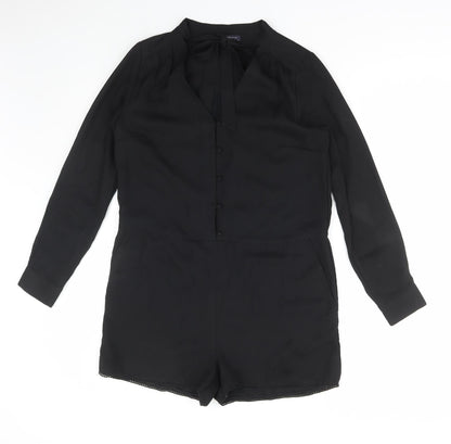 Limited Edition Womens Black Polyester Playsuit One-Piece Size 12 Button