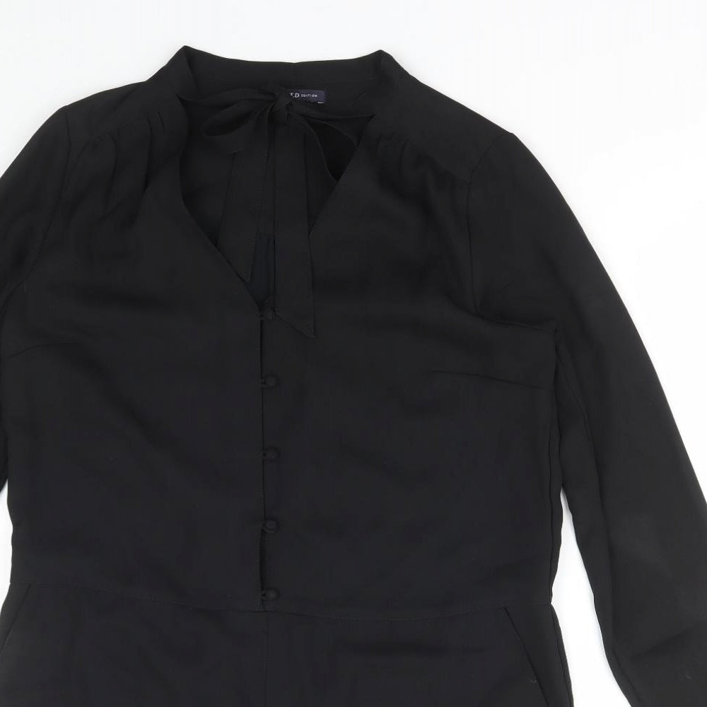 Limited Edition Womens Black Polyester Playsuit One-Piece Size 12 Button