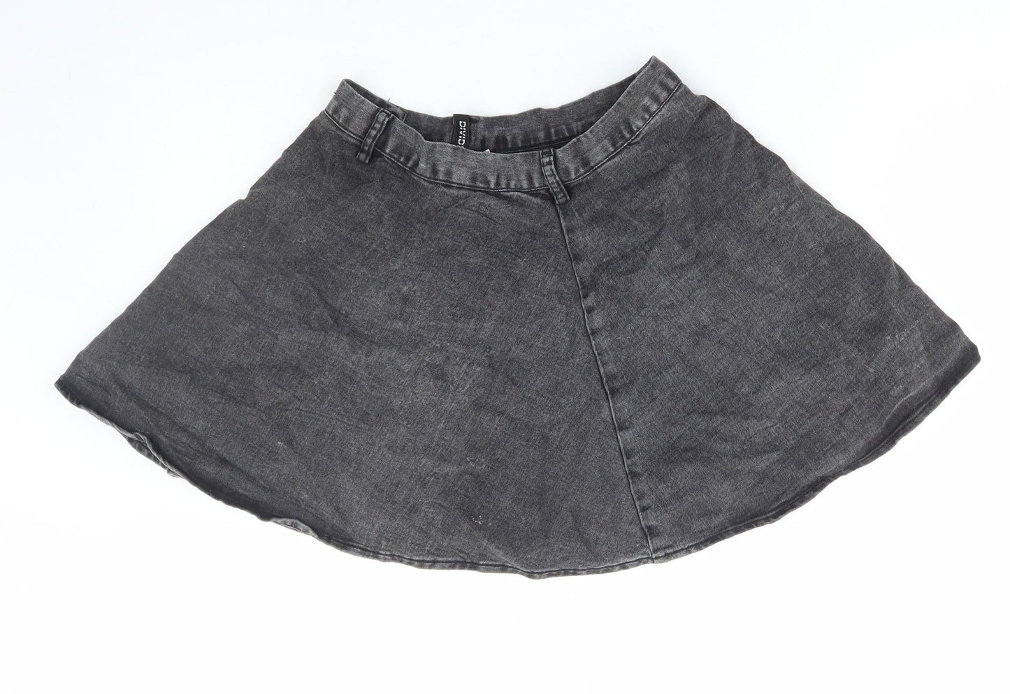 H&M Womens Grey Cotton Mini Skirt Size 6 Zip