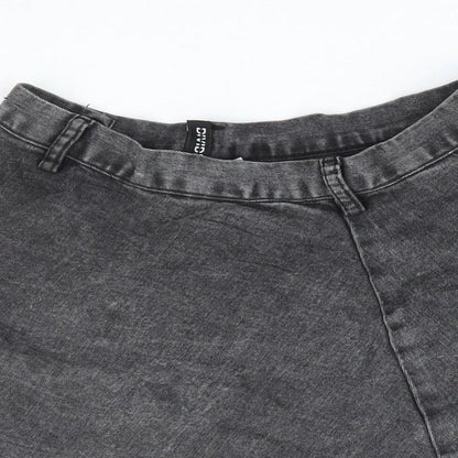 H&M Womens Grey Cotton Mini Skirt Size 6 Zip