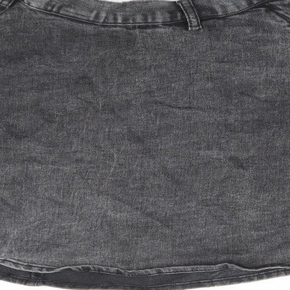 H&M Womens Grey Cotton Mini Skirt Size 6 Zip