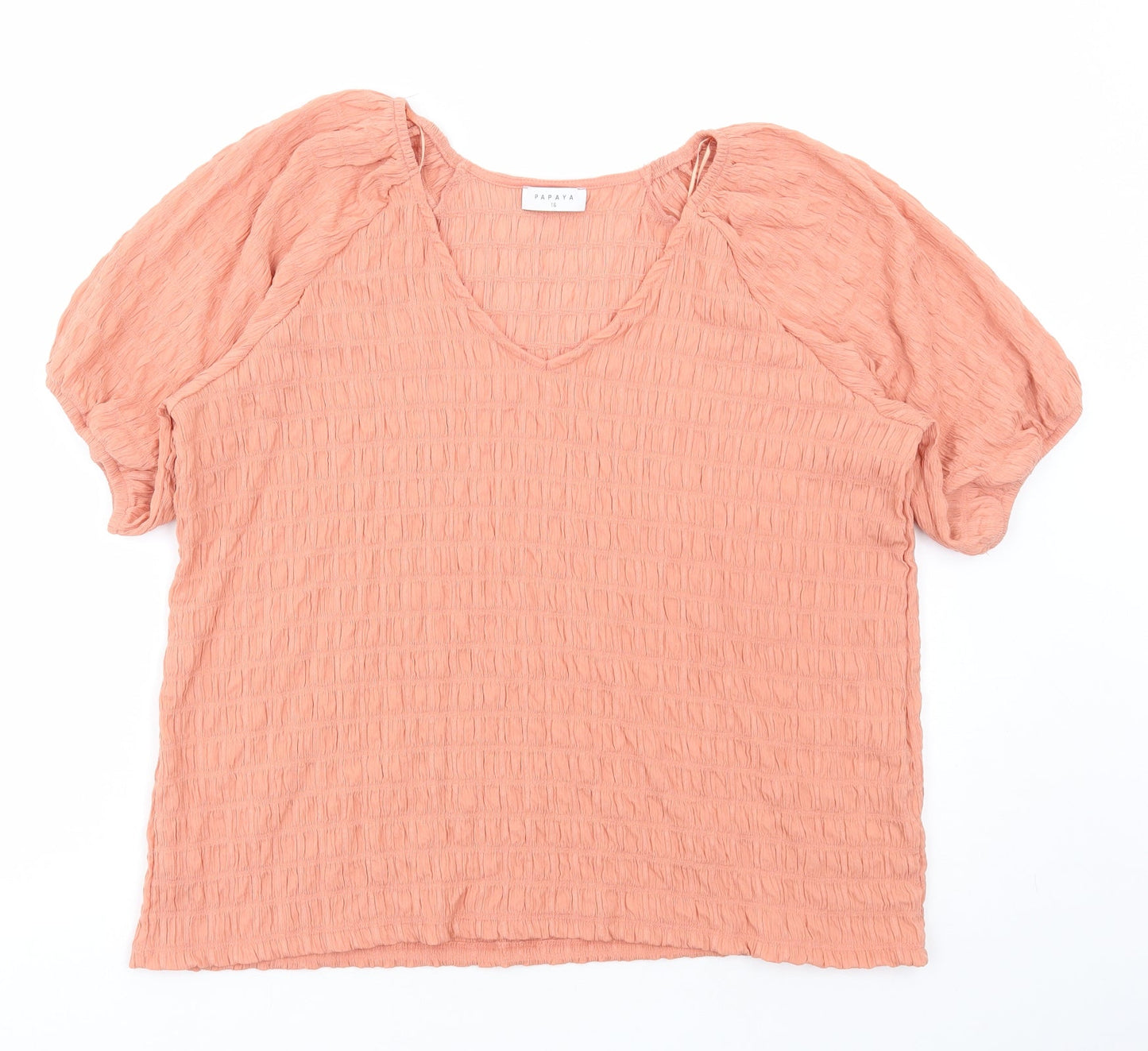 Matalan Womens Pink Polyester Basic Blouse Size 16 Scoop Neck - Seersucker