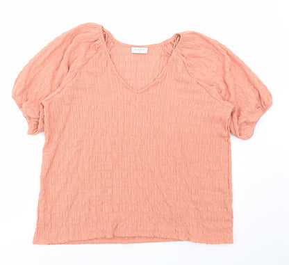 Matalan Womens Pink Polyester Basic Blouse Size 16 Scoop Neck - Seersucker