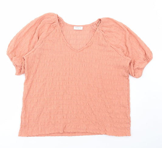 Matalan Womens Pink Polyester Basic Blouse Size 16 Scoop Neck - Seersucker