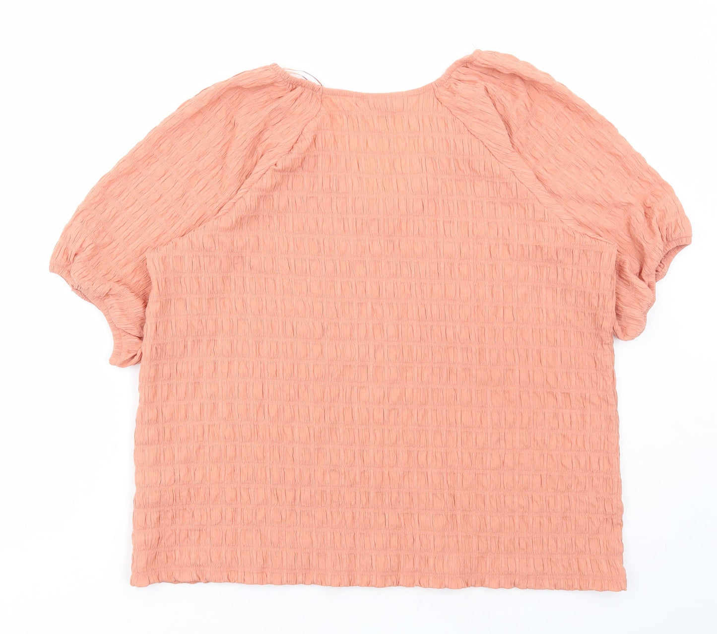 Matalan Womens Pink Polyester Basic Blouse Size 16 Scoop Neck - Seersucker