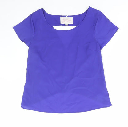 FOREVER 21 Womens Blue Polyester Basic Blouse Size S Boat Neck - Cut out back