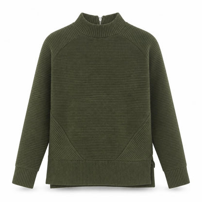 New Look Womens Green Polyester Pullover Sweatshirt Size 6 Zip - Ribbed