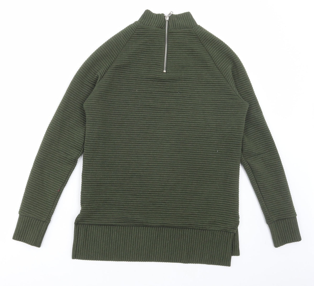 New Look Womens Green Polyester Pullover Sweatshirt Size 6 Zip - Ribbed