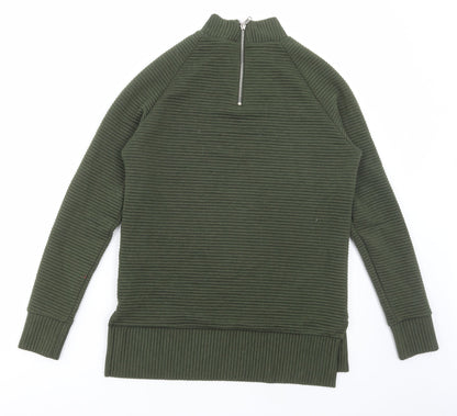 New Look Womens Green Polyester Pullover Sweatshirt Size 6 Zip - Ribbed