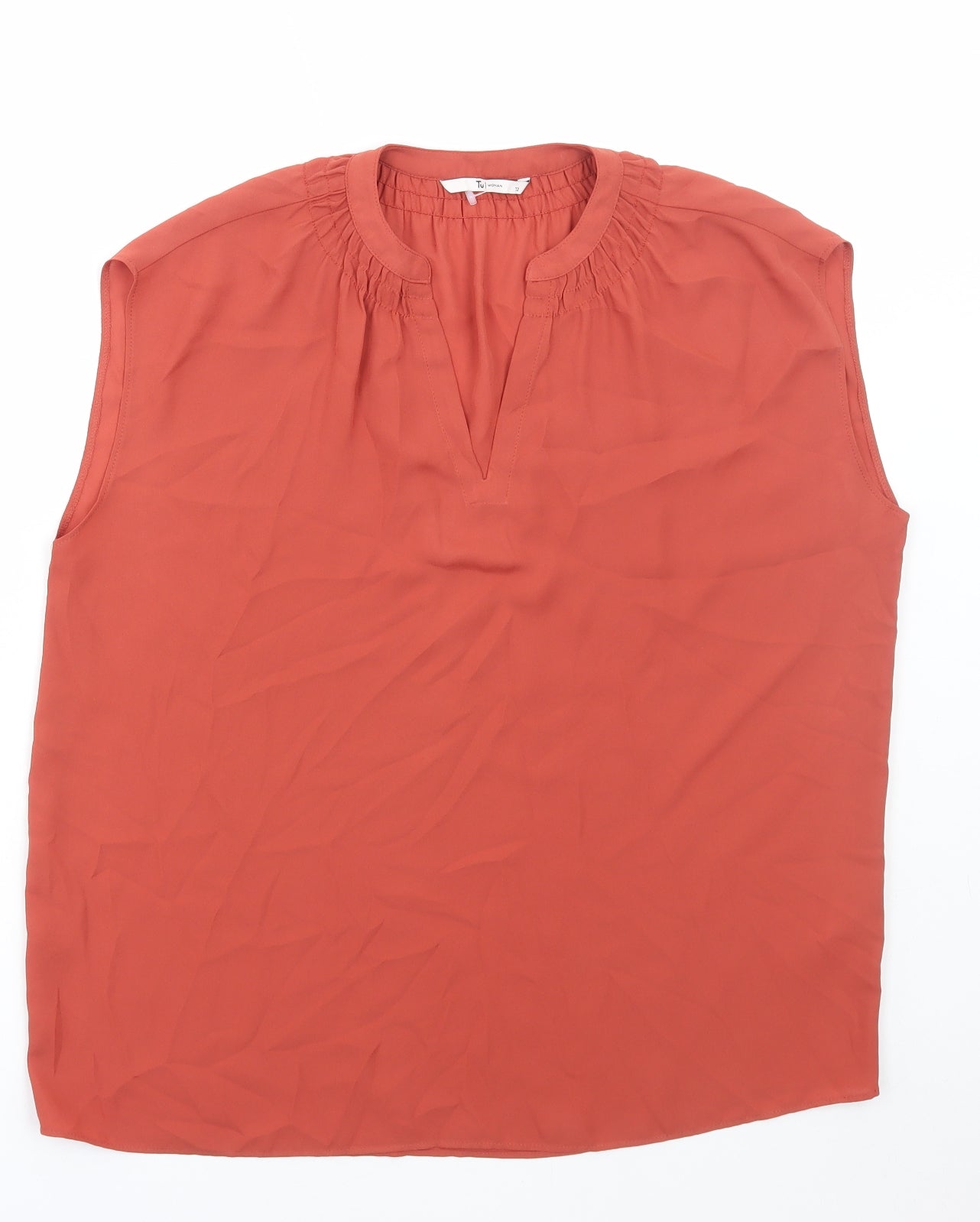 TU Womens Brown Polyester Basic Tank Size 12 V-Neck