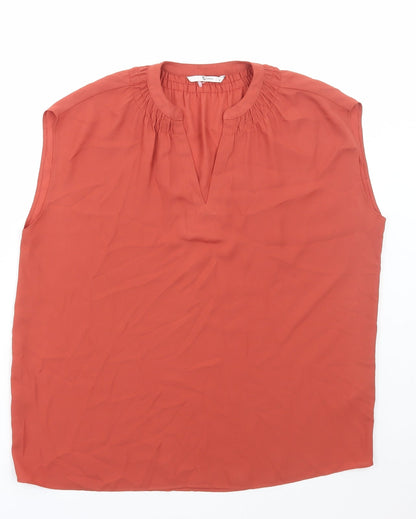 TU Womens Brown Polyester Basic Tank Size 12 V-Neck