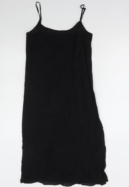 Marks and Spencer Womens Black Cotton Tank Dress Size 6 V-Neck Pullover - Camisole