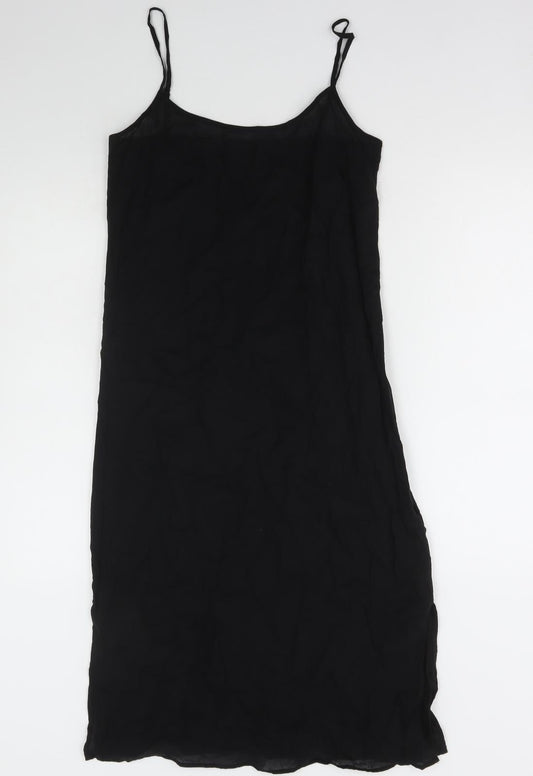 Marks and Spencer Womens Black Cotton Tank Dress Size 6 V-Neck Pullover - Camisole