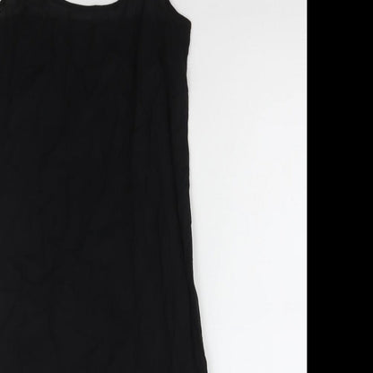 Marks and Spencer Womens Black Cotton Tank Dress Size 6 V-Neck Pullover - Camisole