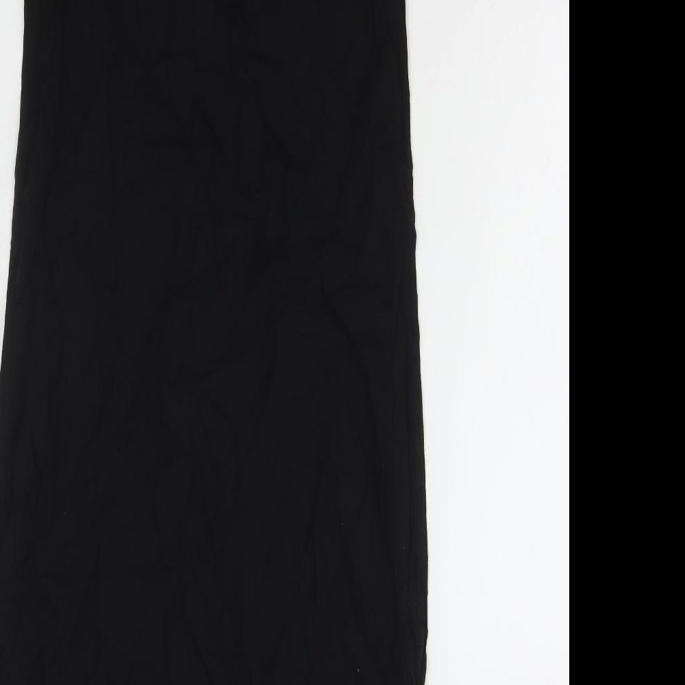 Marks and Spencer Womens Black Cotton Tank Dress Size 6 V-Neck Pullover - Camisole