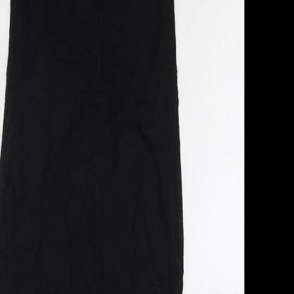 Marks and Spencer Womens Black Cotton Tank Dress Size 6 V-Neck Pullover - Camisole