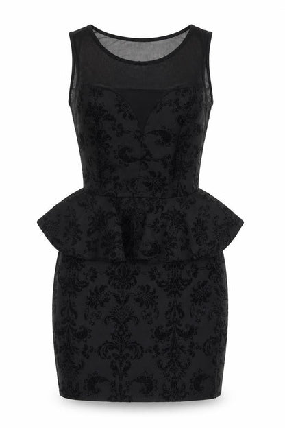 Ribbon Womens Black Geometric Polyester Bodycon Size 10 Round Neck Pullover