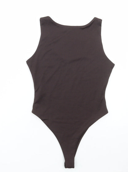 Boohoo Womens Brown Polyester Bodysuit One-Piece Size 10 Snap