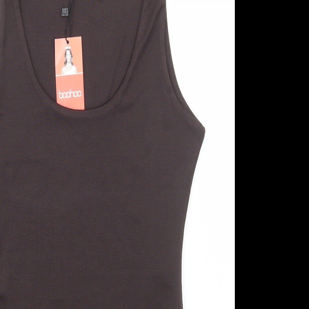 Boohoo Womens Brown Polyester Bodysuit One-Piece Size 10 Snap