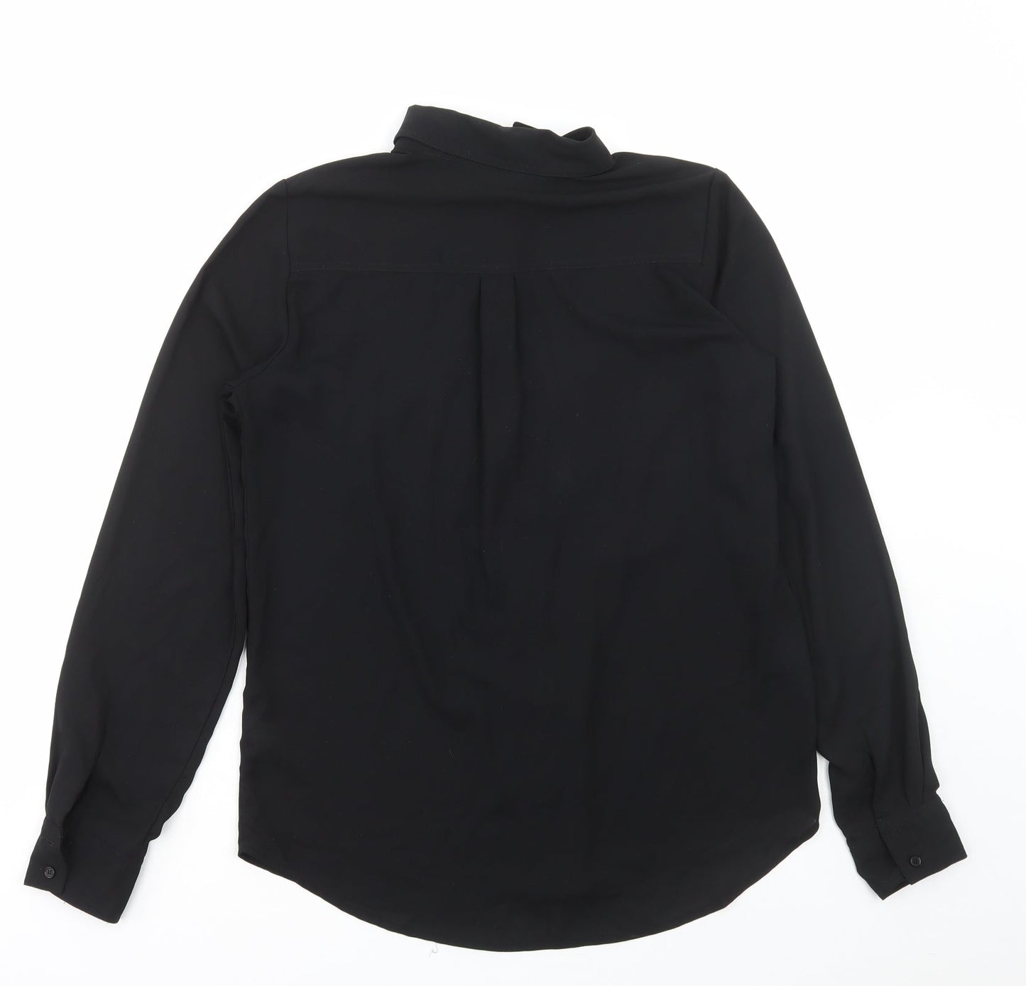 Glasson Womens Black Polyester Basic Button-Up Size 8 Collared