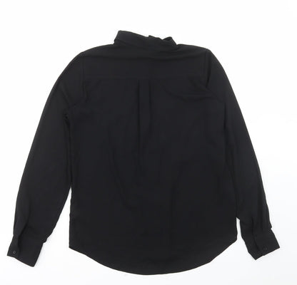 Glasson Womens Black Polyester Basic Button-Up Size 8 Collared