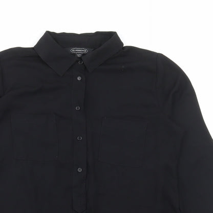 Glasson Womens Black Polyester Basic Button-Up Size 8 Collared