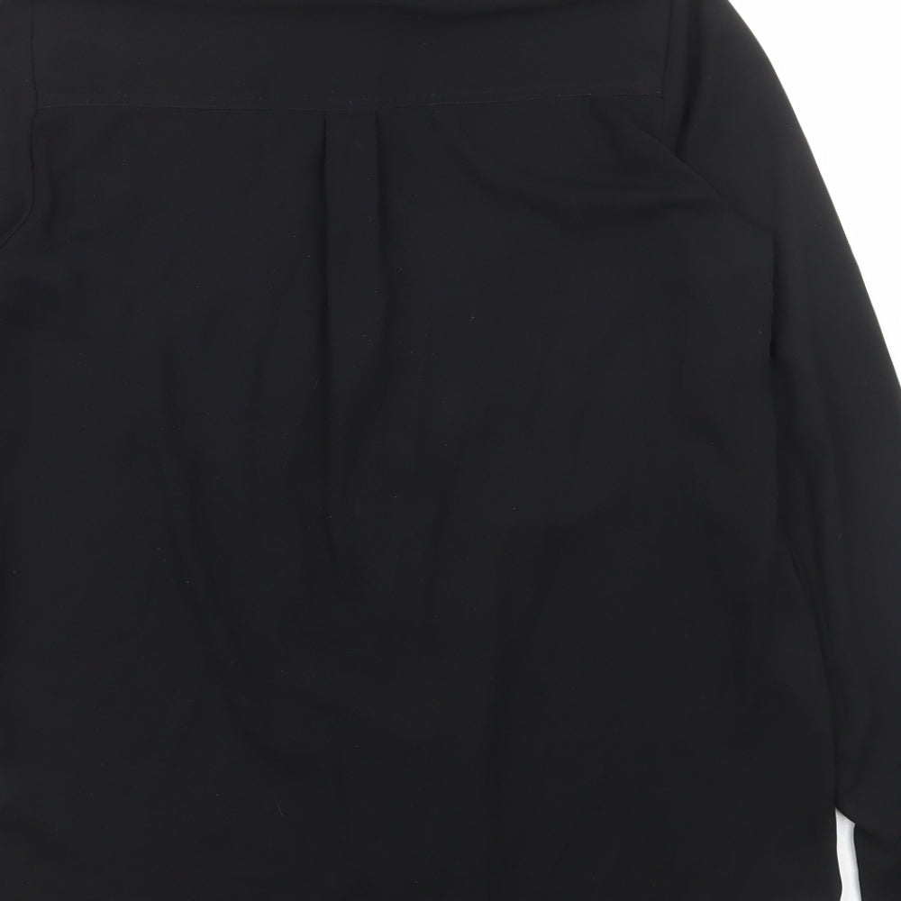 Glasson Womens Black Polyester Basic Button-Up Size 8 Collared