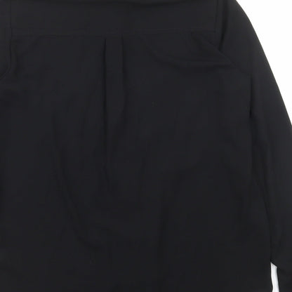 Glasson Womens Black Polyester Basic Button-Up Size 8 Collared