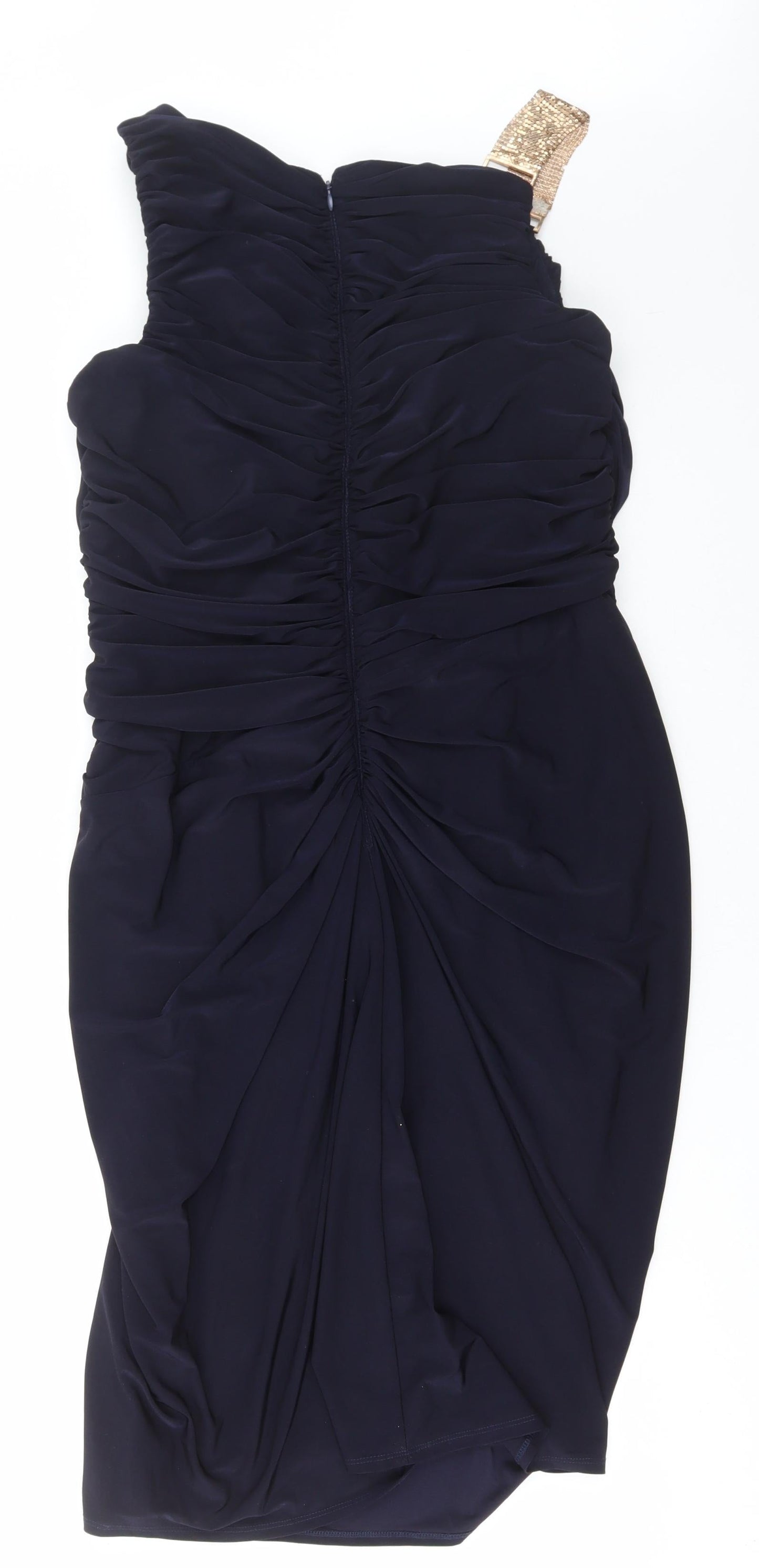 Betsy & Adam Womens Blue Polyester Bodycon Size 12 V-Neck Zip