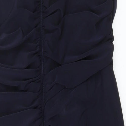 Betsy & Adam Womens Blue Polyester Bodycon Size 12 V-Neck Zip