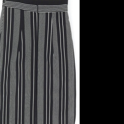 River Island Womens Black Striped Polyester Bodycon Size 6 High Neck Zip