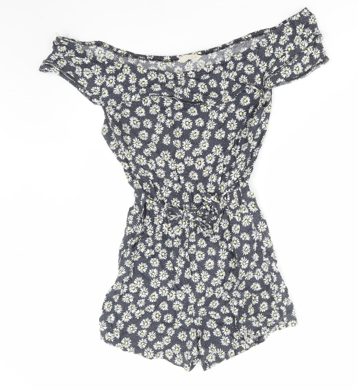 John Lewis Womens Multicoloured Floral Viscose Playsuit One-Piece Size 12 Pullover