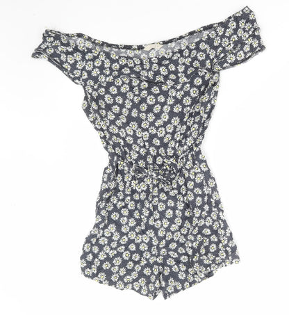 John Lewis Womens Multicoloured Floral Viscose Playsuit One-Piece Size 12 Pullover