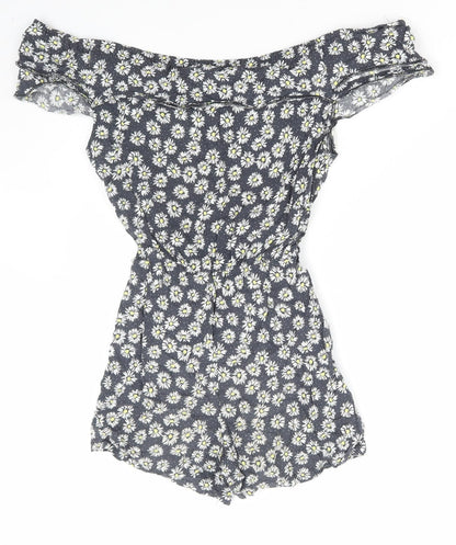 John Lewis Womens Multicoloured Floral Viscose Playsuit One-Piece Size 12 Pullover