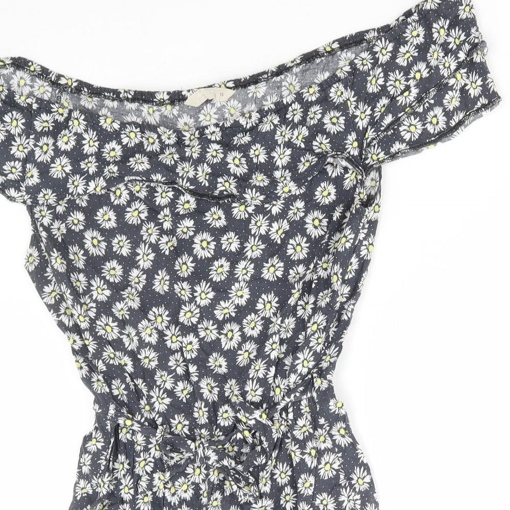 John Lewis Womens Multicoloured Floral Viscose Playsuit One-Piece Size 12 Pullover