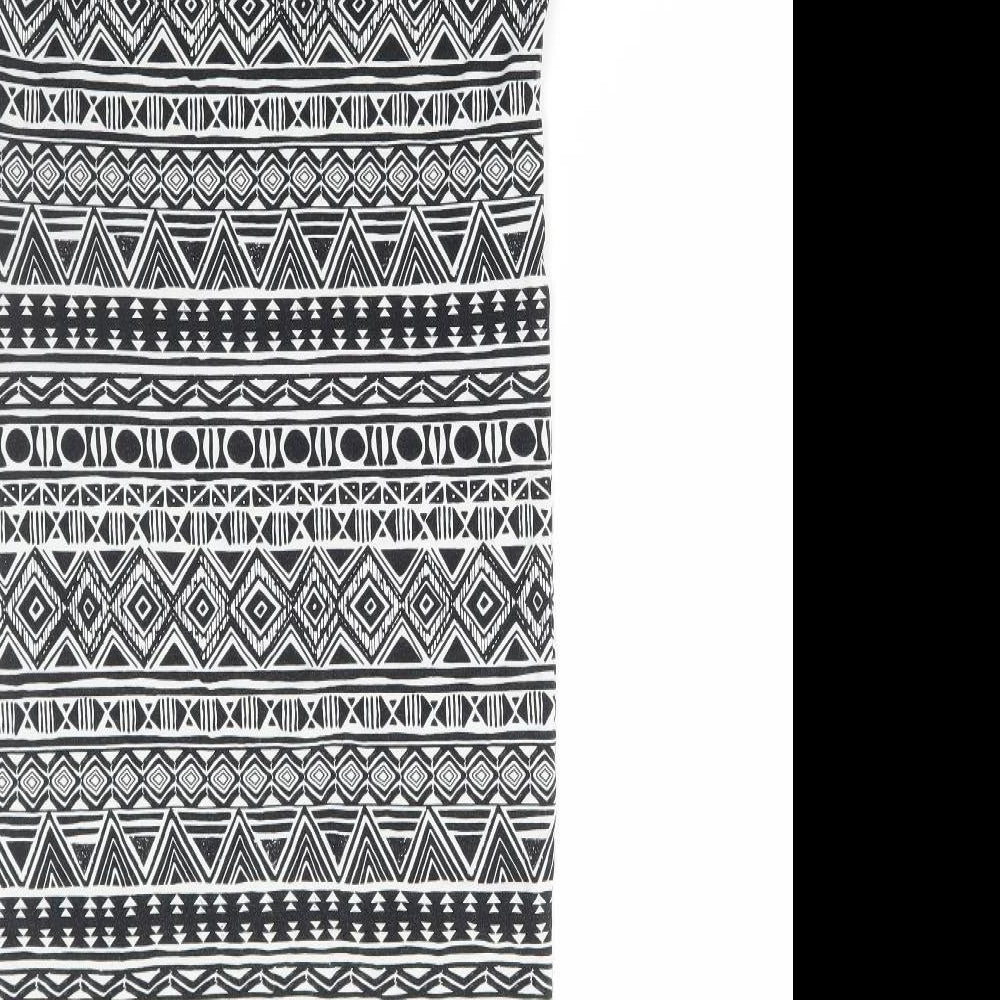 George Womens Black Geometric Cotton Bodycon Size 12 Round Neck Pullover