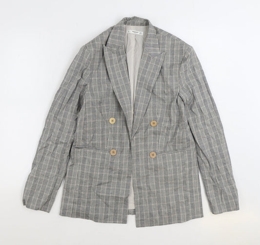 Mango Womens Grey Plaid Jacket Blazer Size S