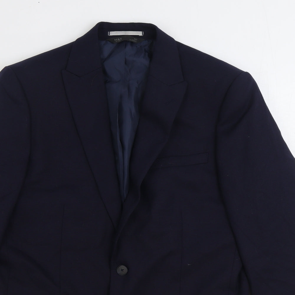 Mens UK Size 40 Marks and Spencer Regular Blue Suit Jacket