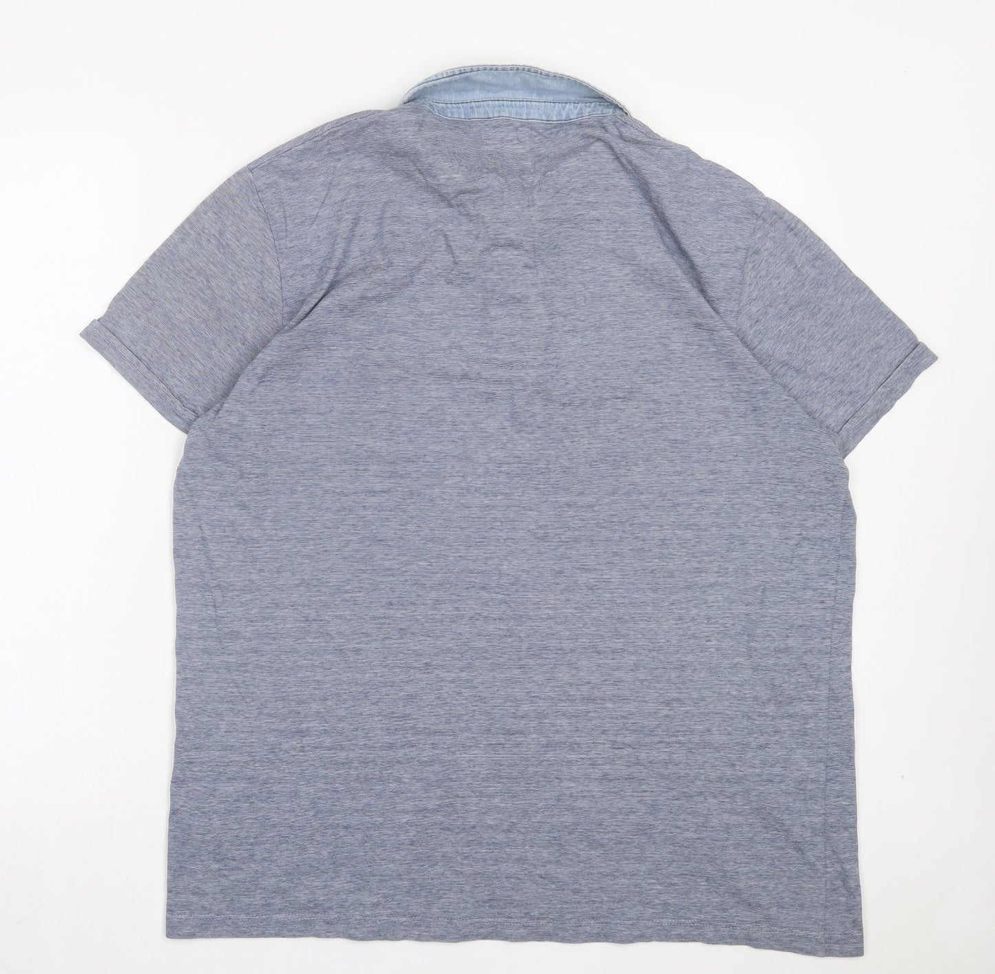 Easy Mens Blue Cotton Polo Size 2XL Collared Button - Pocket Detail