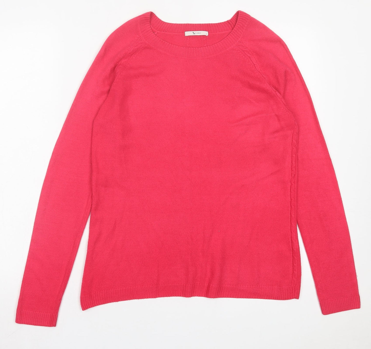 TU Womens Pink Crew Neck Acrylic Pullover Jumper Size 8