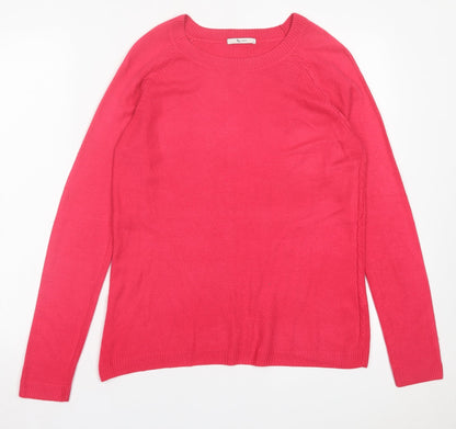 TU Womens Pink Crew Neck Acrylic Pullover Jumper Size 8