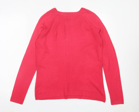 TU Womens Pink Crew Neck Acrylic Pullover Jumper Size 8