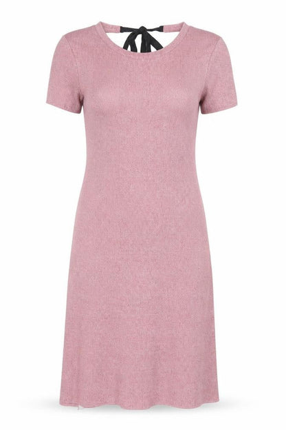River Island Womens Pink Cotton A-Line Size 6 Crew Neck Tie