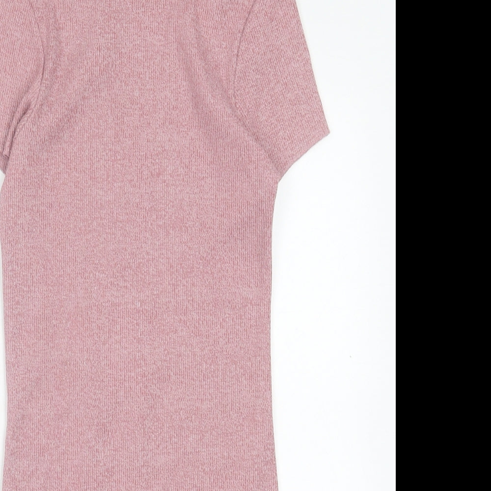 River Island Womens Pink Cotton A-Line Size 6 Crew Neck Tie
